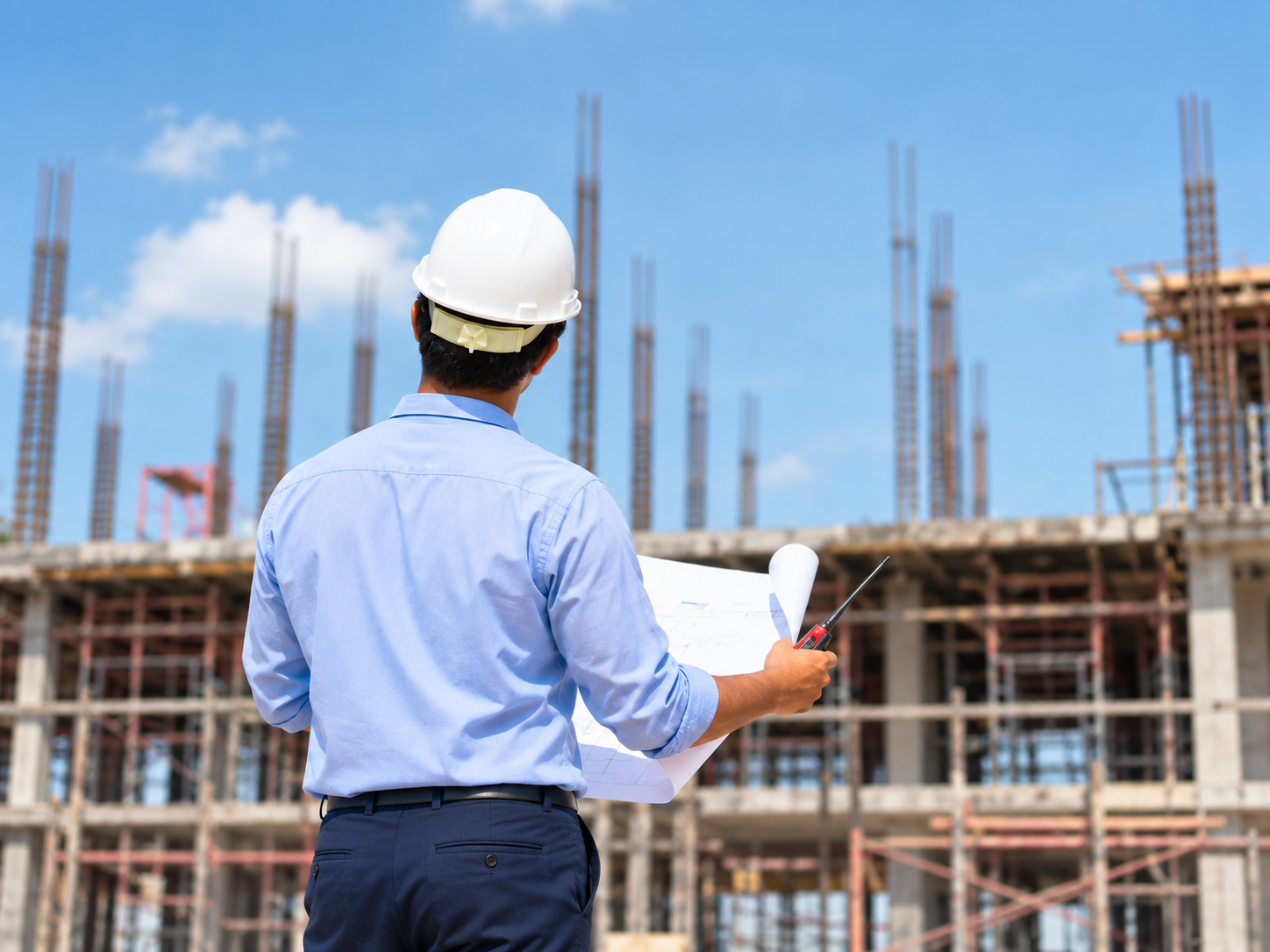 Draughtsman Civil student on construction site